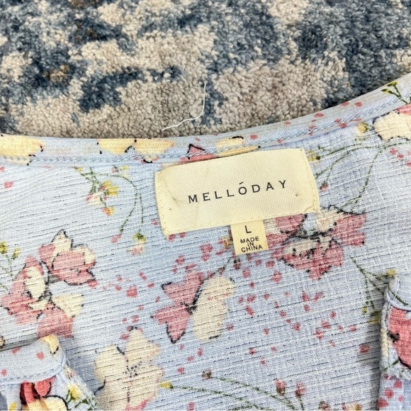 2/$25 MELLODAY Floral Lavender Purple Business Casual Feminine Pretty Blouse L - Picture 5 of 11